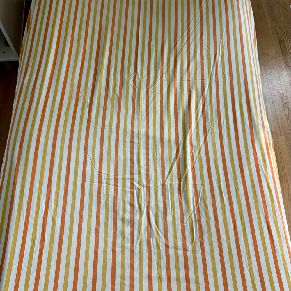 Vtg JC Penney Flat Fitted Pillowcase Duvet Twin Yellow Goldenrod Stripes 70s - Picture 6 of 16